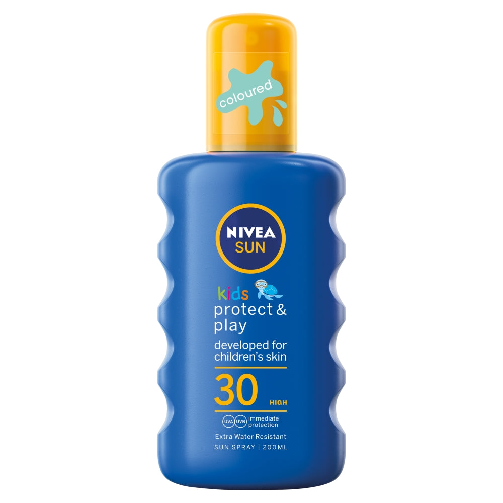 Nivea Sun Kids Protect & Play увлажняющий солнцезащитный спрей для детей SPF30 200мл солнцезащитный лосьон для тела nivea увлажняющий солнцезащитный лосьон для тела nivea sun защита и увлажнение spf 30 сверхводостойкий