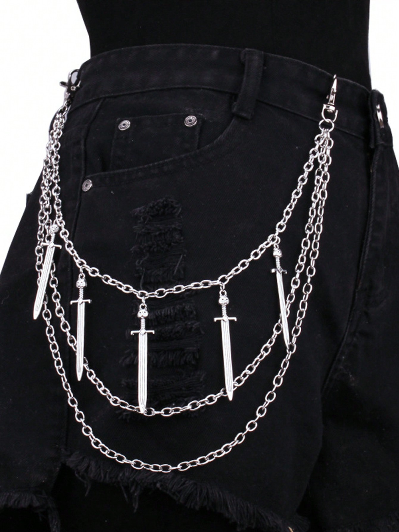 1 шт. Женская серебряная многослойная металлическая цепочка с подвеской в ​​виде меча, серебро