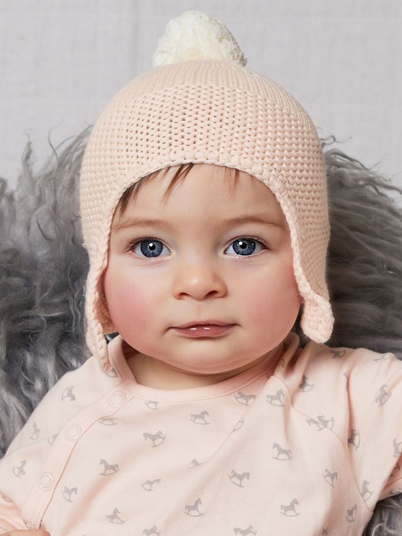 

Вязаная шапка Little Tailor Baby Trapper, розовая