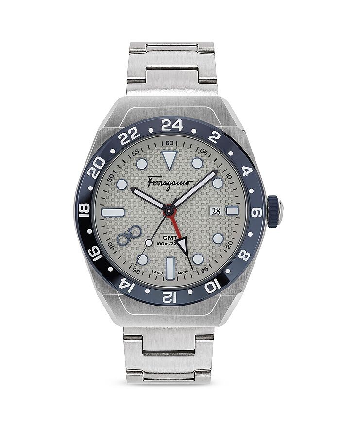 

Часы Ferragamo SLX GMT из нержавеющей стали, 43 мм