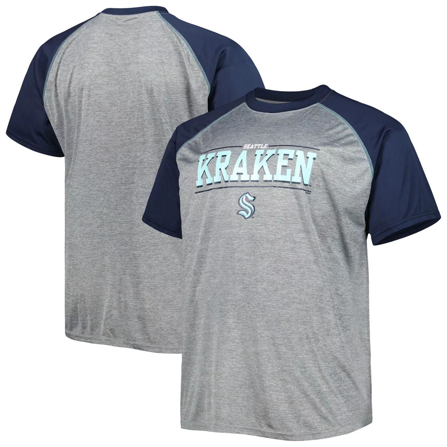 цена Мужская футболка реглан с логотипом Heather Grey Seattle Kraken Big & Tall