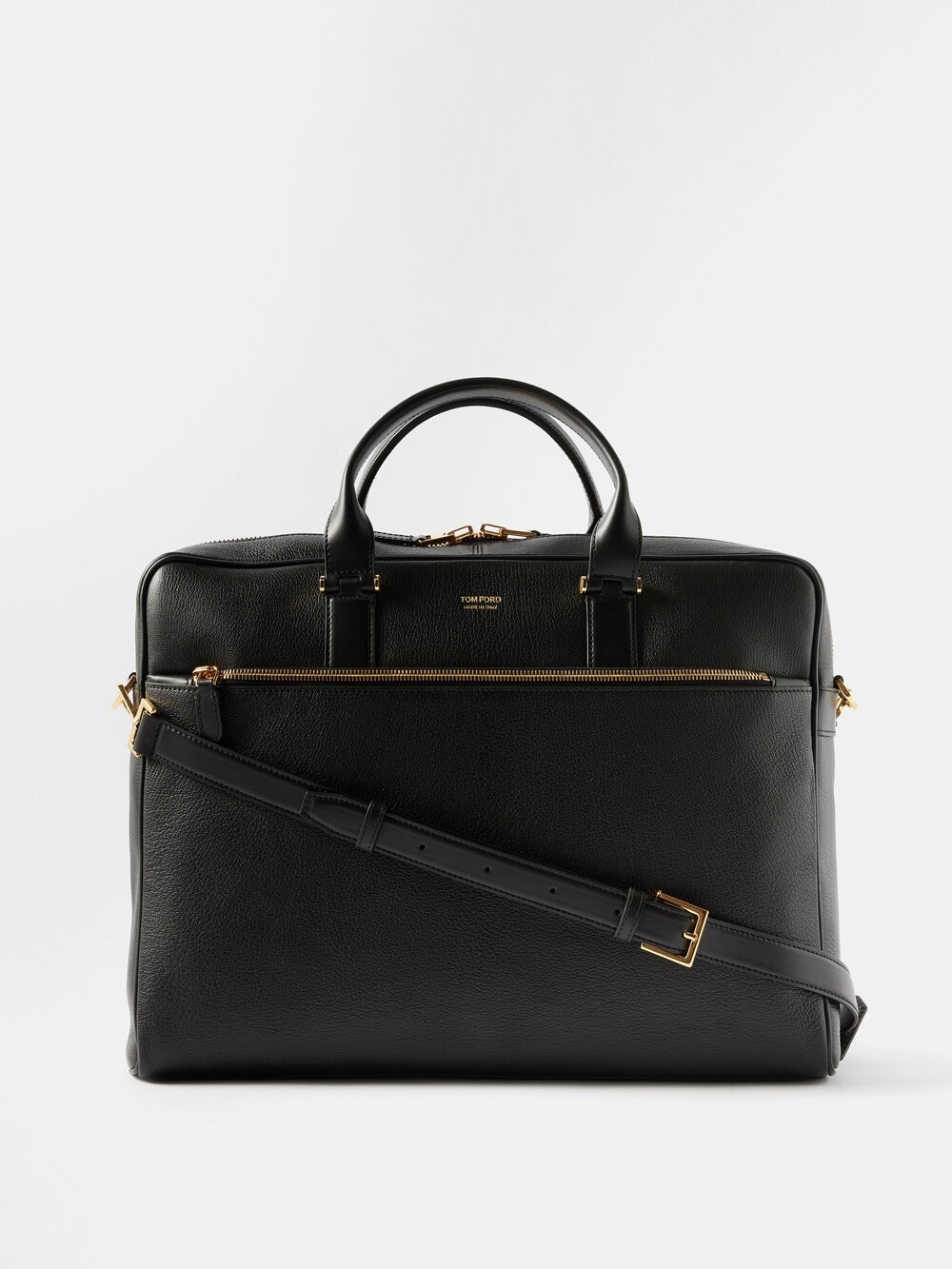 

Средний кожаный портфель Tom Ford, черный