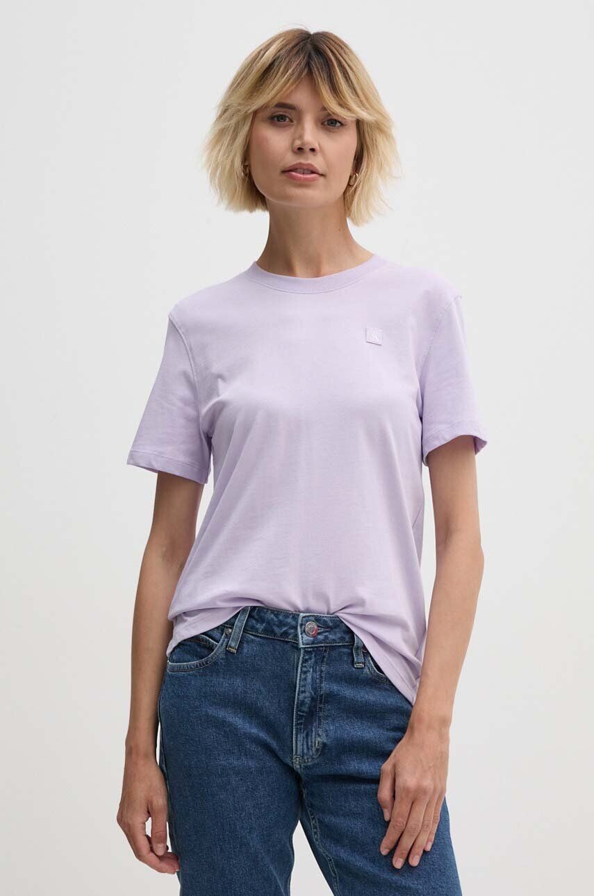 

Хлопковая футболка Calvin Klein Jeans, фиолетовый