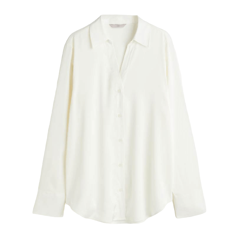 Блузка H&M V-neck, кремовый элегантная блузка на пуговицах disney модная свободная блузка с лацканами модная женская рубашка с длинными рукавами