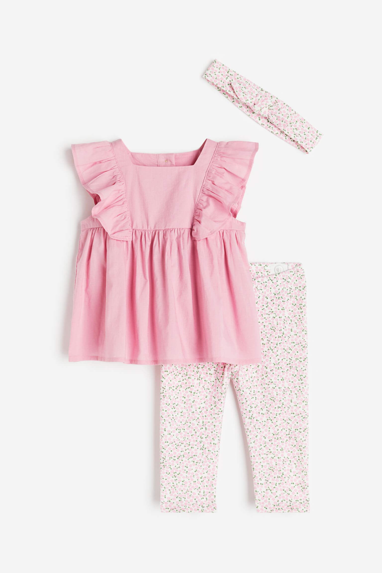 Комплект для девочек H&M Cotton, 3 предмета, розовый