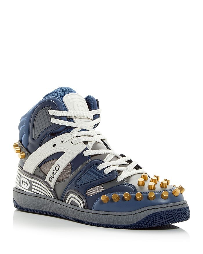 

Мужские высокие кроссовки Basket с заклепками Gucci
