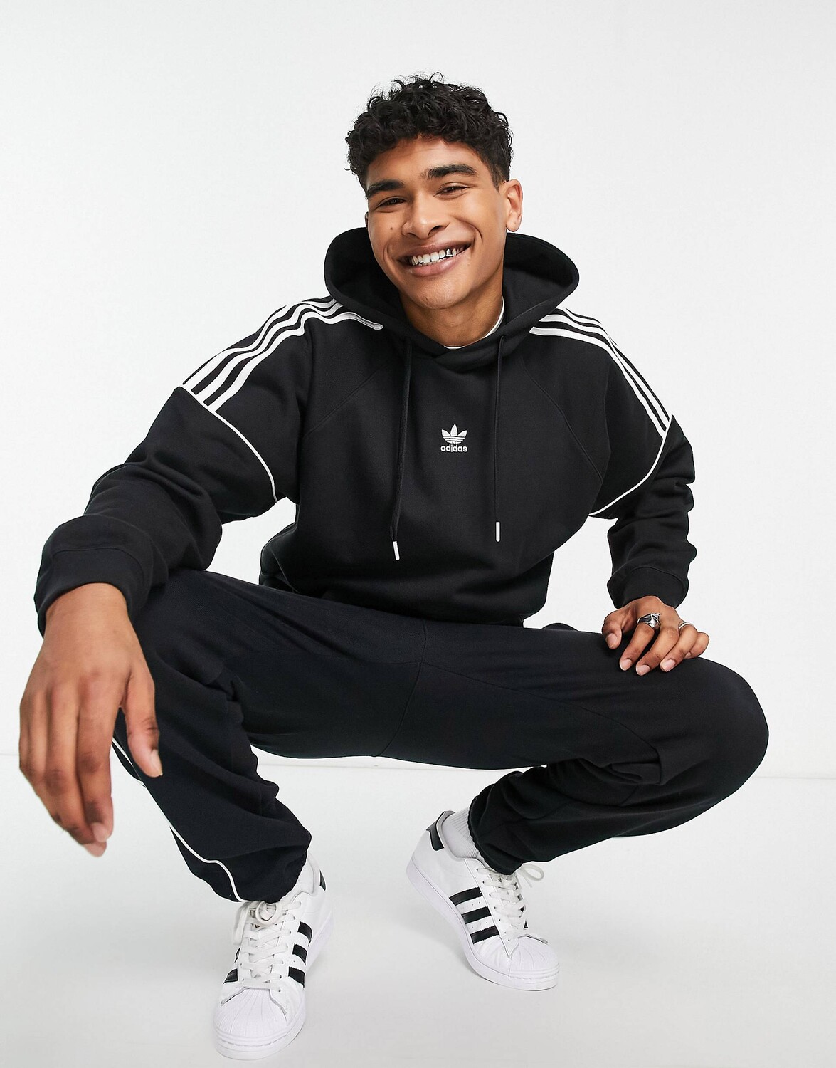 

Худи черного цвета с 3 полосками и логотипом adidas Originals Rekive, Черный