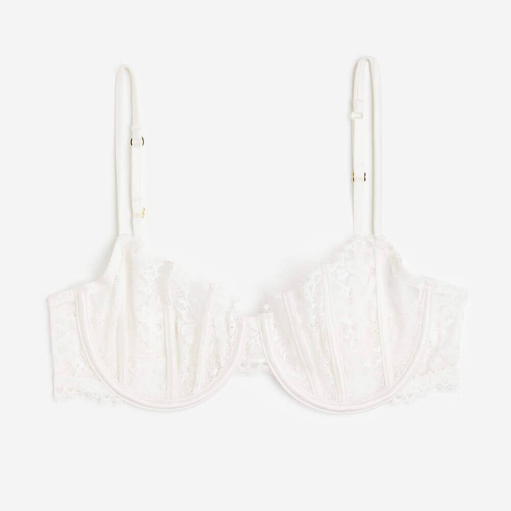 

Кружевной бюстгальтер-балконет без подкладок H&M, белый