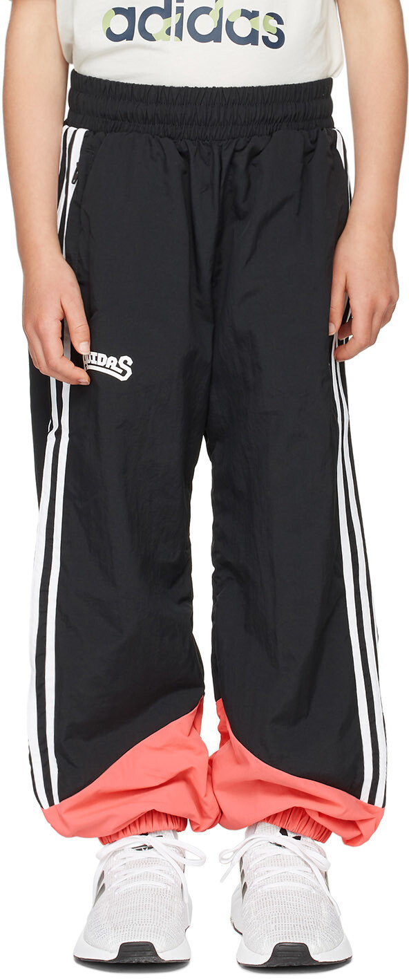 

Детские черно-розовые тканые спортивные штаны adidas Kids