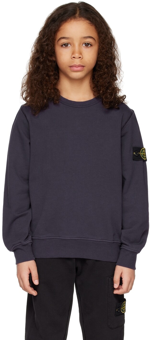 

Детская темно-синяя толстовка с круглым вырезом Stone Island Junior