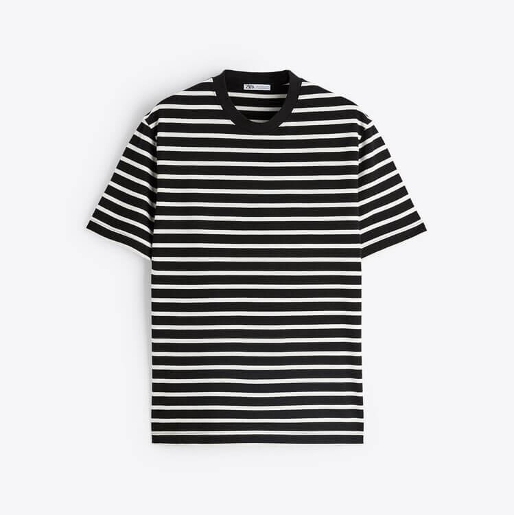 

Футболка Zara Basic, черный/белый