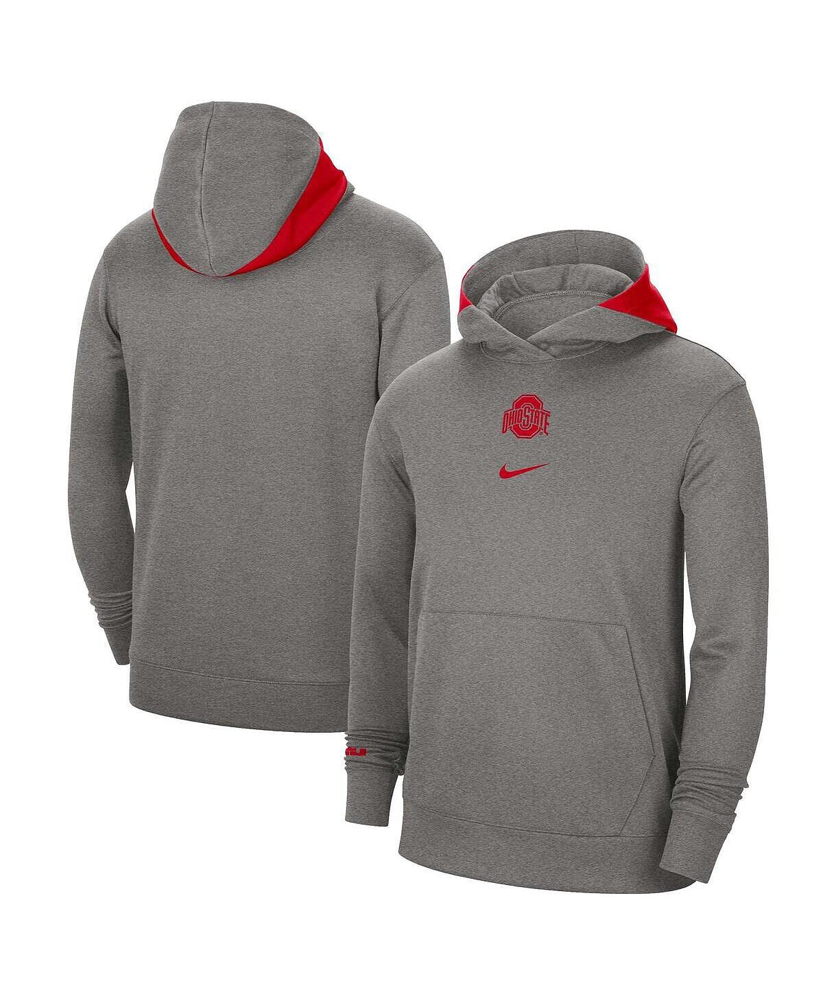 

Мужская футболка с капюшоном heather grey ohio state buckeyes team basketball spotlight performance pullover Nike, мульти