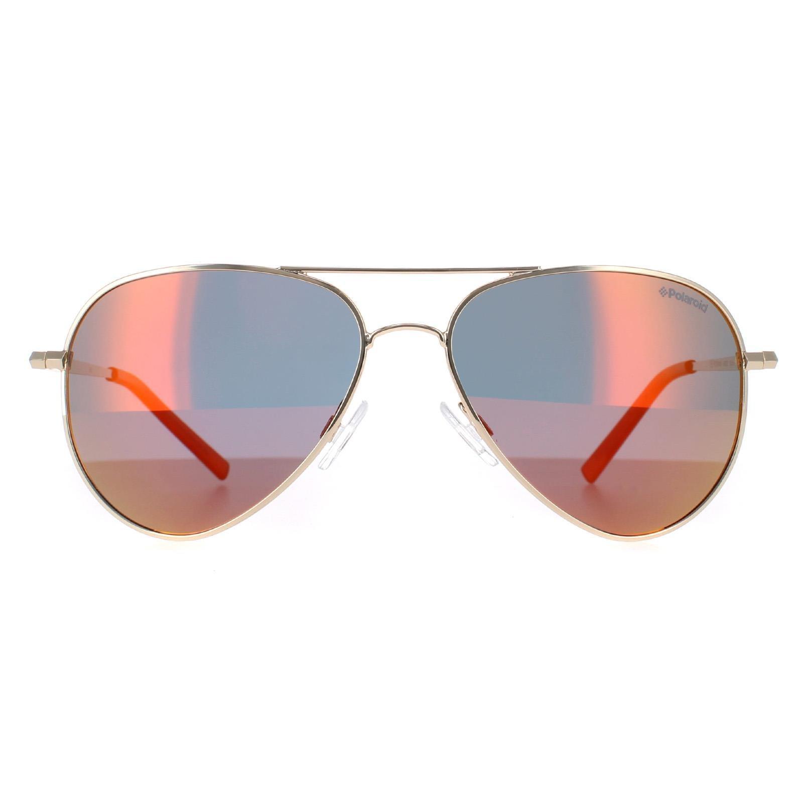 Солнцезащитные очки Aviator Золотые Красные Зеркальные Поляризованные PLD 6012/N Polaroid, золото