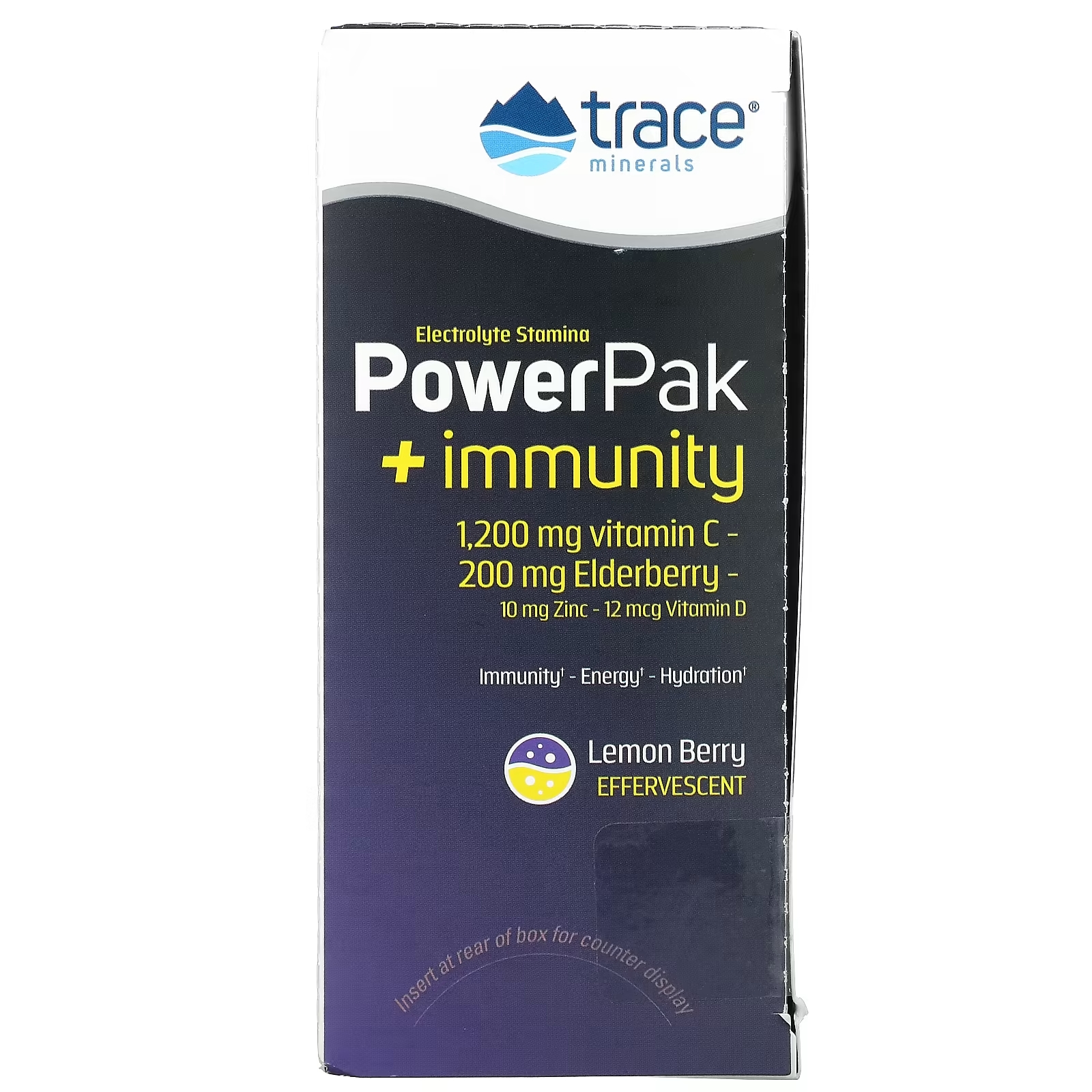 Пищевая Добавка Trace Minerals PowerPak + Immunity, лимон и ягоды, 30 пакетиков по 5,3 г