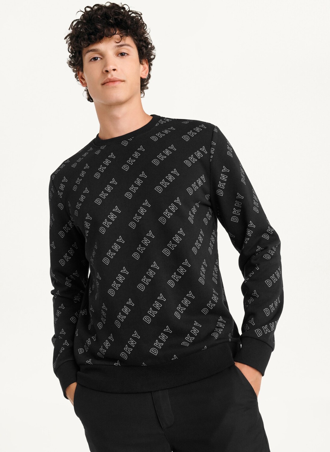 

Пуловер с логотипом French Terry и круглым вырезом DKNY