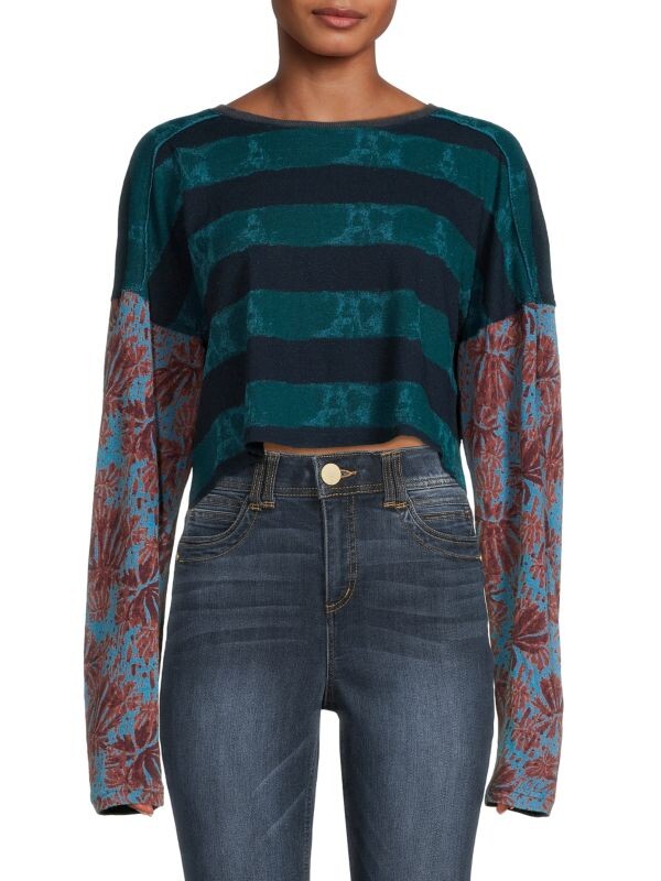 

Полосатая футболка jamie Free People Green multi