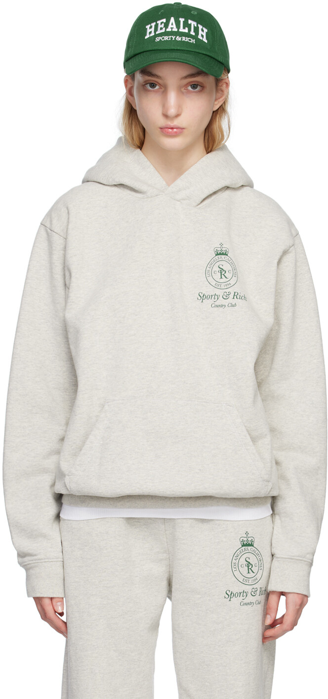 

Худи серого цвета с короной Sporty & Rich