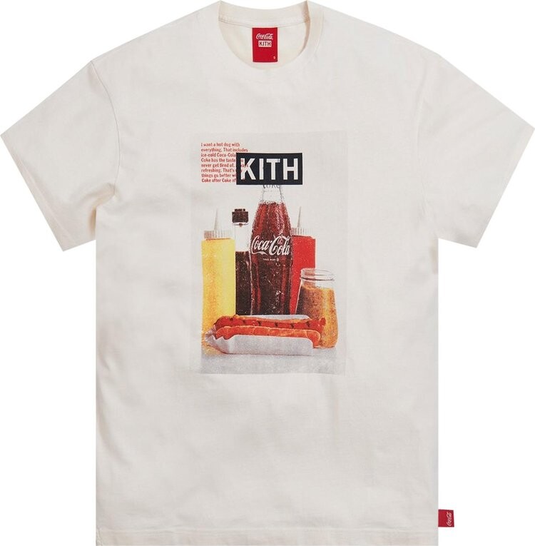 

Футболка Kith x Coca-Cola Hot Dog Vintage Tee 'Ivory', кремовый, Бежевый