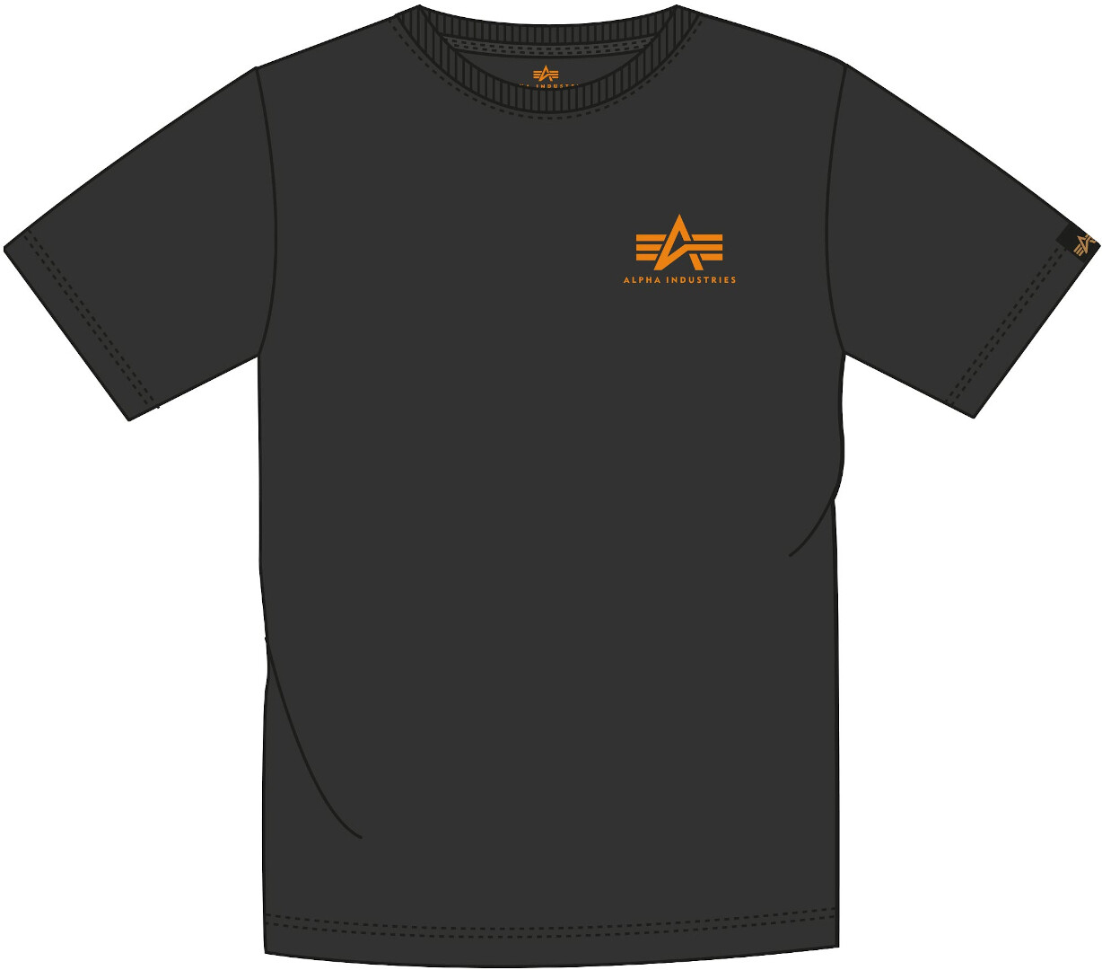 

Футболка Alpha Industries Basic Small Logo Neon, черно-оранжевая