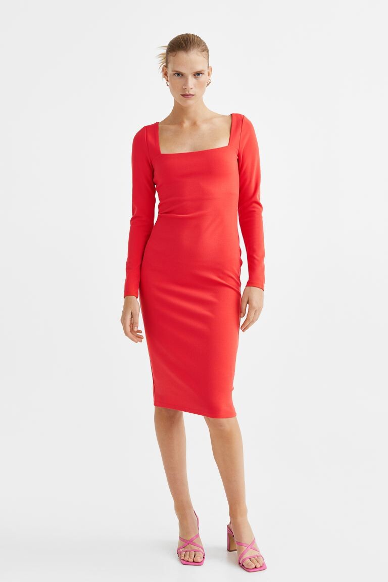 

Платье с вырезом H&M, коралловый