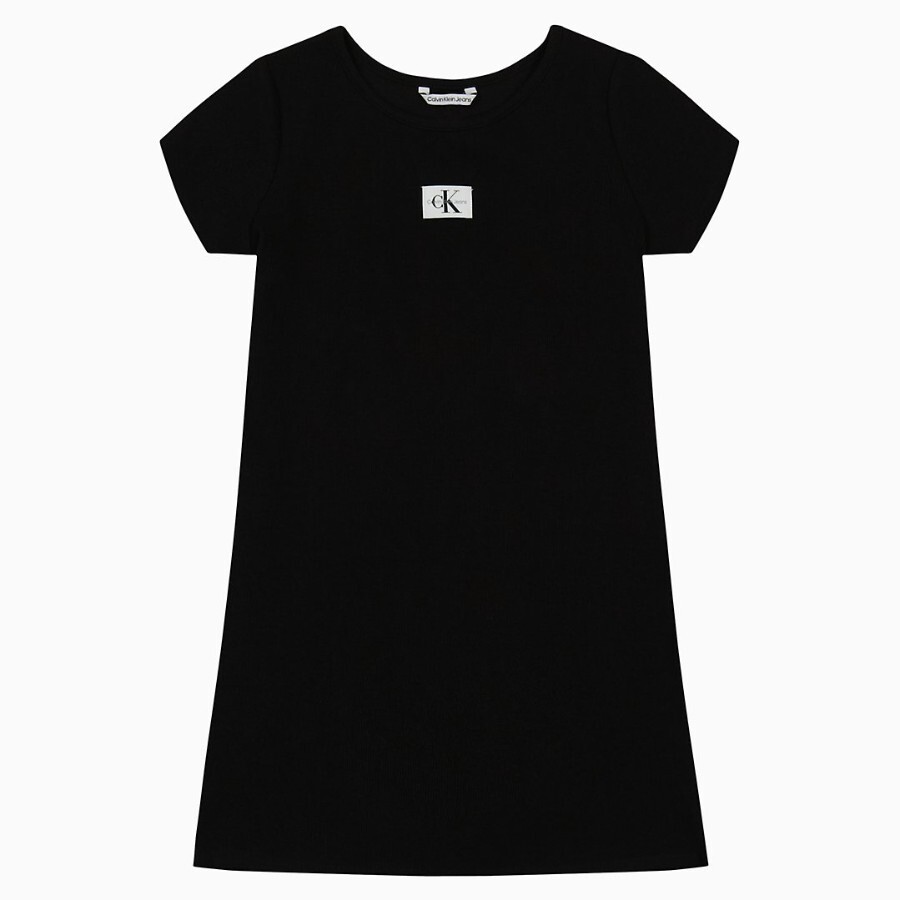 

Платье футболка Calvin Klein Girls Monogram Logo Crewneck, черный