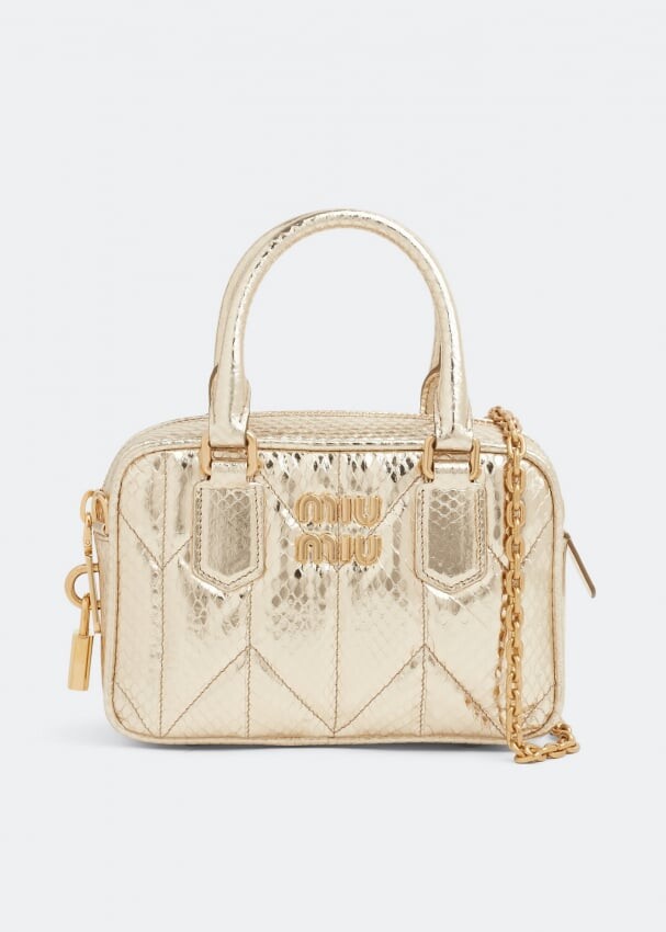 

Сумка MIU MIU Leather top handle bag , золотой