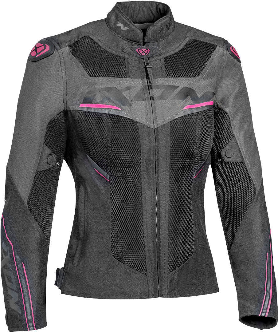 Куртка Ixon Draco для женщин для мотоцикла Текстильная, черно-серо-розовая фотографии
