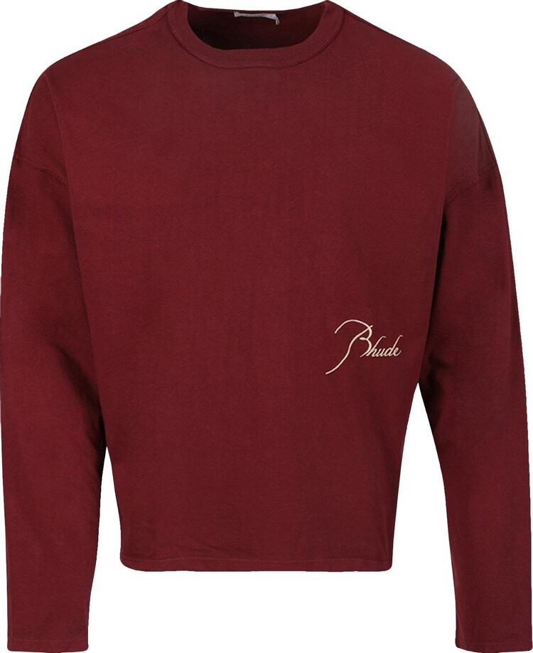 

Лонгслив Rhude Long-Sleeve Reverse Tee 'Bordeaux', коричневый