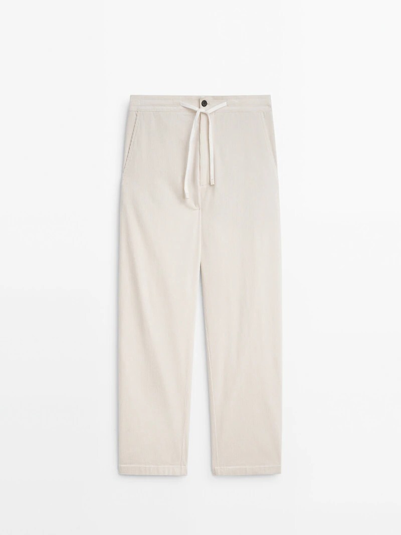 

Вельветовые брюки-чиносы с кулиской Massimo Dutti, белый
