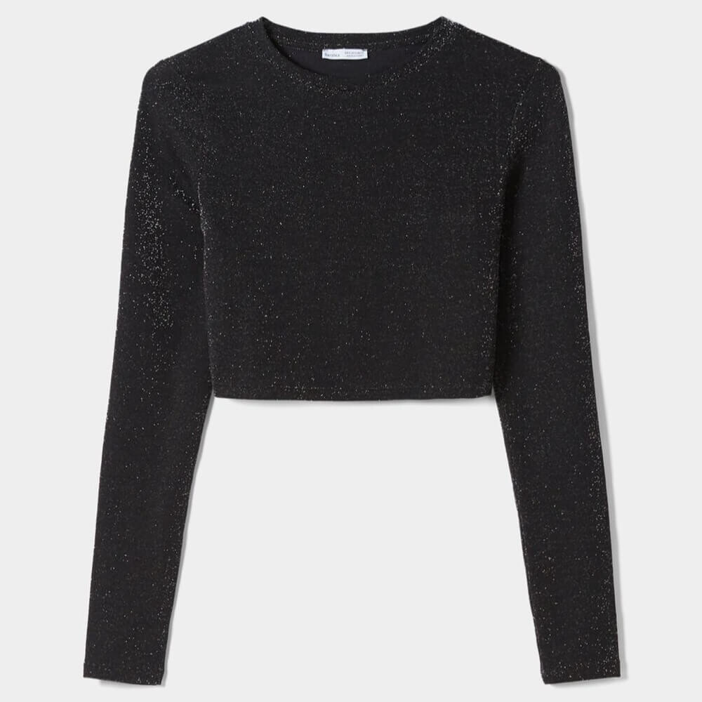 

Лонгслив Bershka Fitted, черный