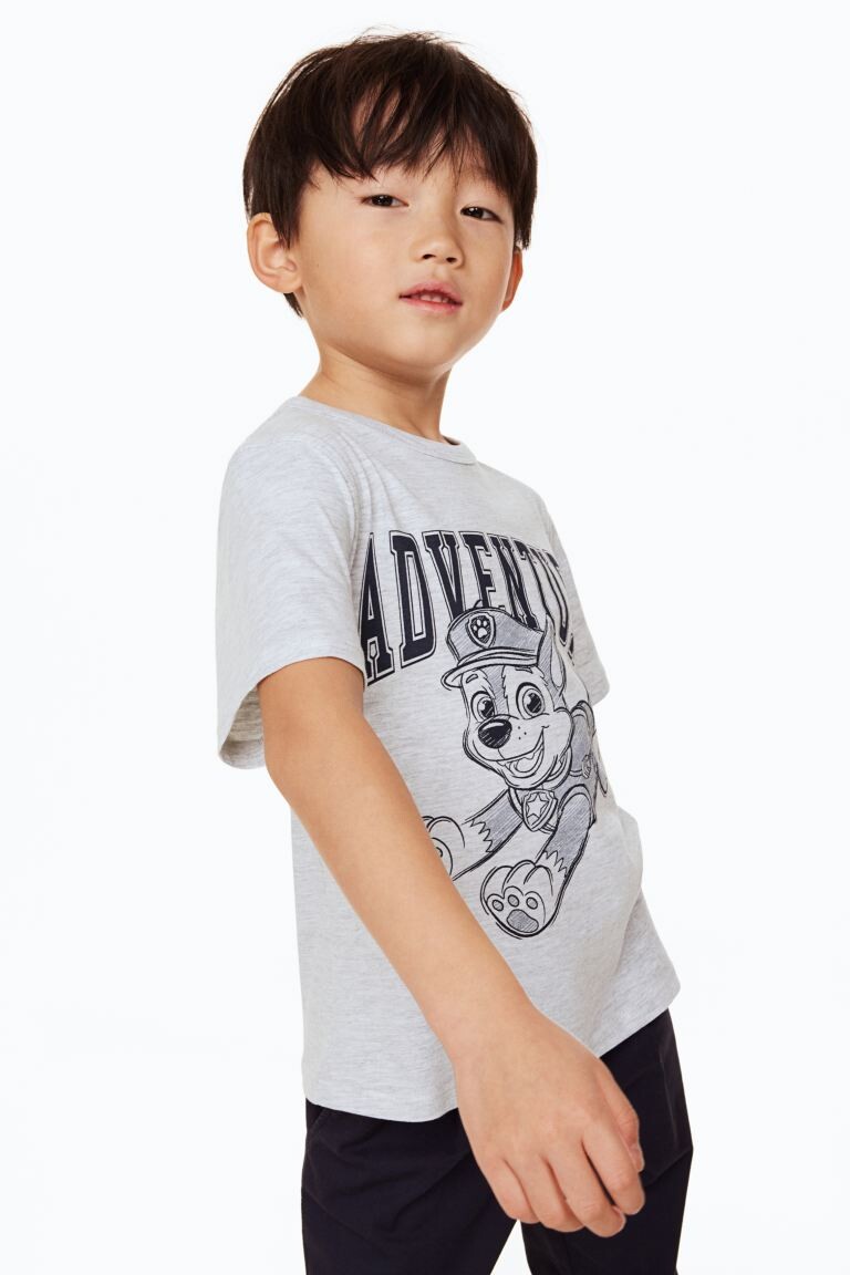 

Хлопковая футболка с принтом H&M, светло-серый меланж/щенячий патруль