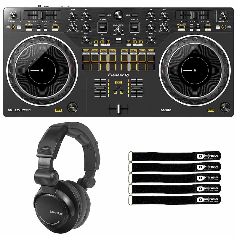 stn 28 cat style headphones black Pioneer DDJ-REV1 Scratch Style 2-канальный DJ-контроллер Serato с наушниками Pioneer DDJ-REV1 Scratch Style 2-Channel Serato DJ Controller w Headphones