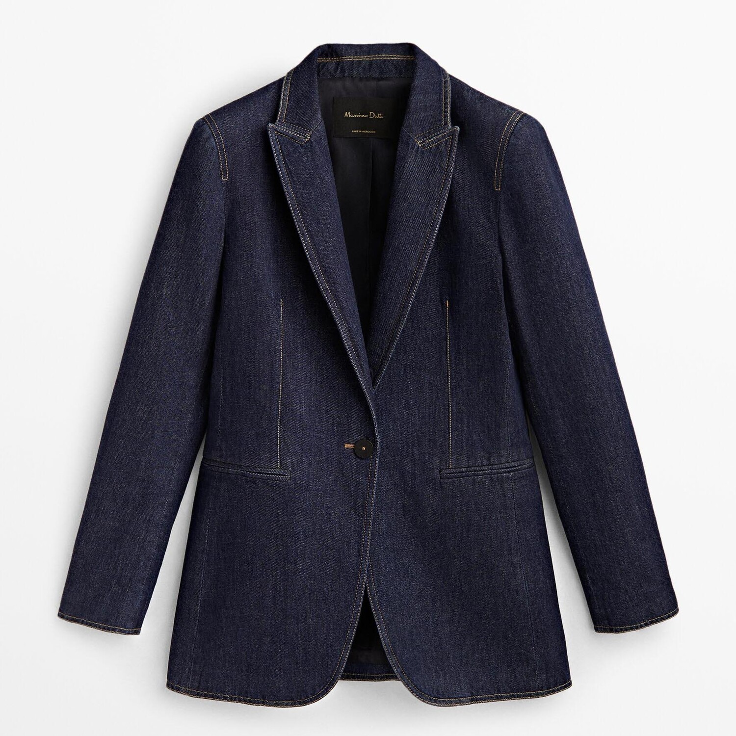 

Блейзер Massimo Dutti Denim One-button, синий