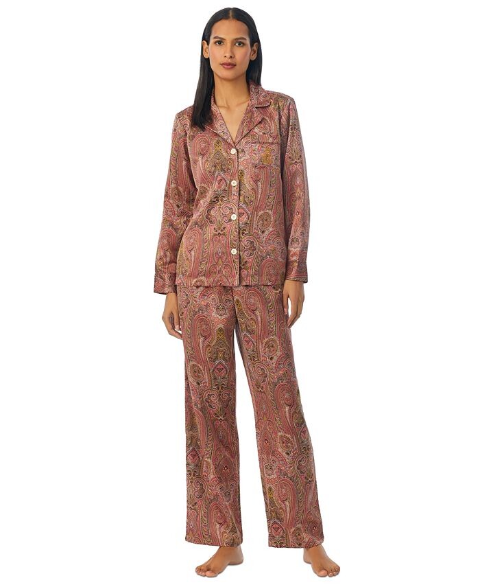 

Женские 2 шт. Атласный пижамный комплект Lauren Ralph Lauren, цвет Multi Paisley