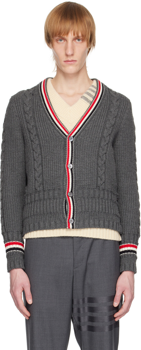 

Серый классический кардиган в полоску Thom Browne