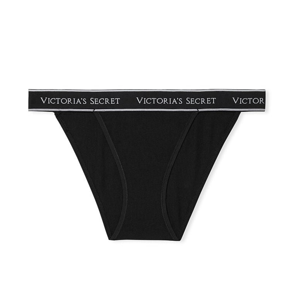 

Трусы Victoria's Secret Logo Cotton Tanga, чёрный