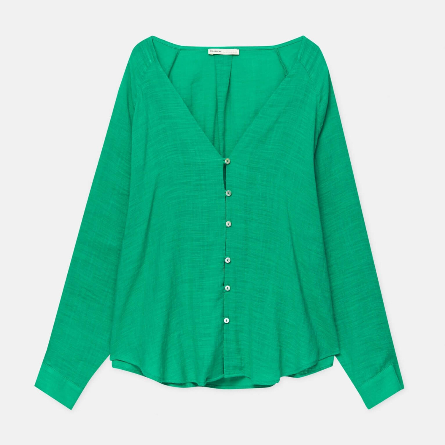 

Рубашка Pull&Bear Rustic Oversized, зеленый