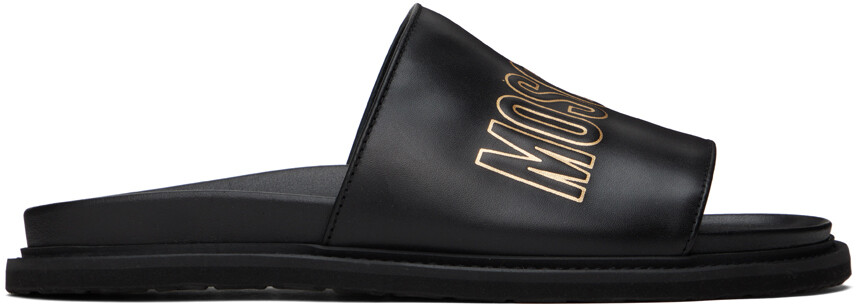 

Черные сандалии с логотипом Moschino
