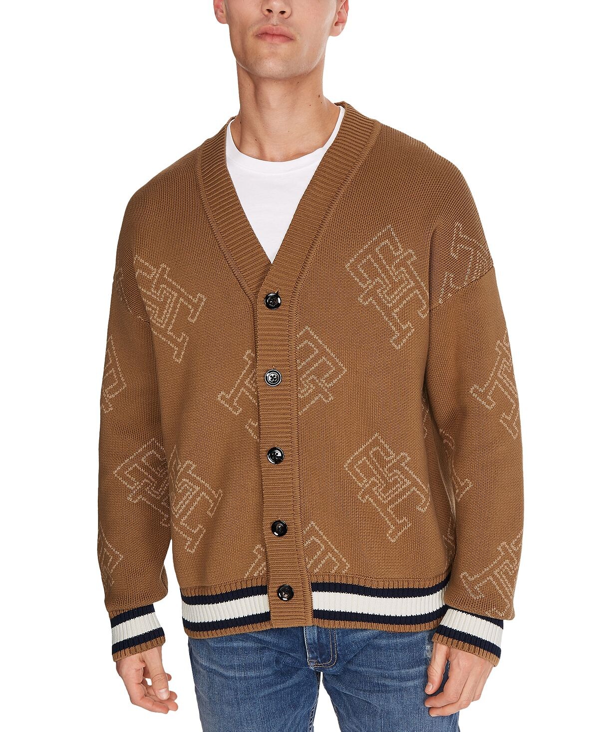 

Мужской сплошной свитер-кардиган с монограммой Tommy Hilfiger, мульти