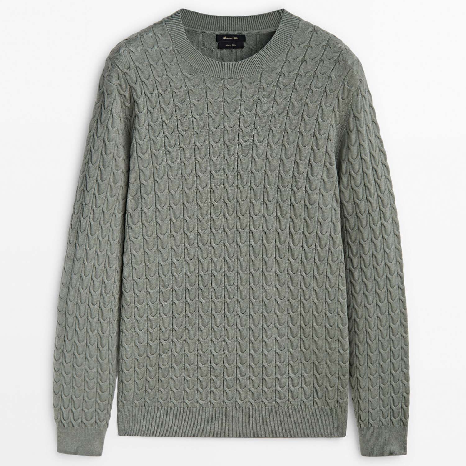 

Свитер Massimo Dutti Cable Knit With A Crew Neck, зеленый