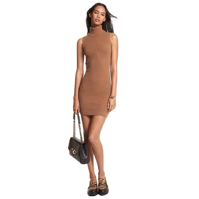 

Платье Michael Michael Kors Ribbed Wool and Cashmere, коричневый