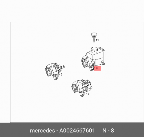 Насос гидроусилителя руля MERSEDES MERCEDES-BENZ A0024667601 masterkit 77rp046 насос гидроусилителя