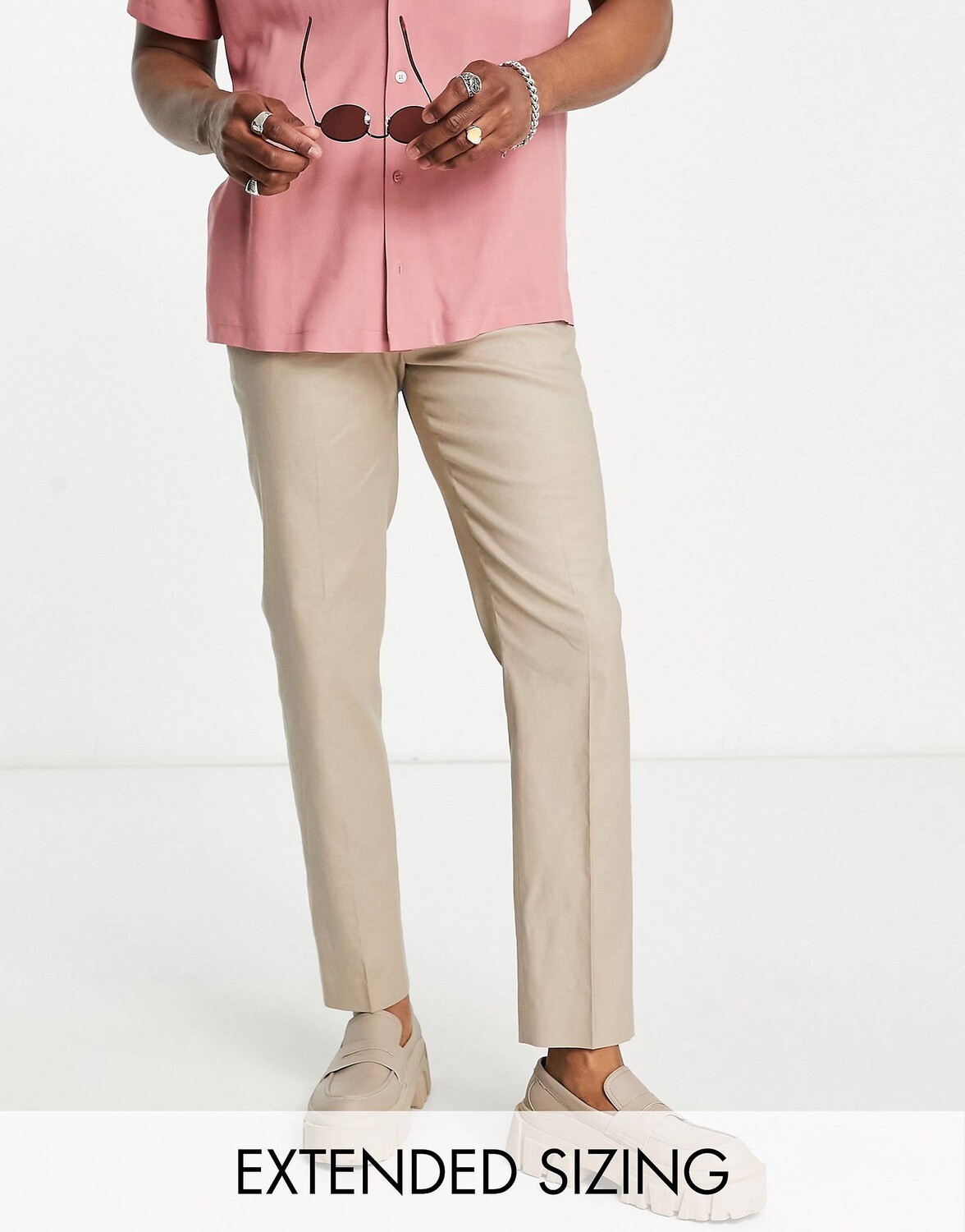 

Элегантные узкие льняные брюки с эффектом камня ASOS DESIGN