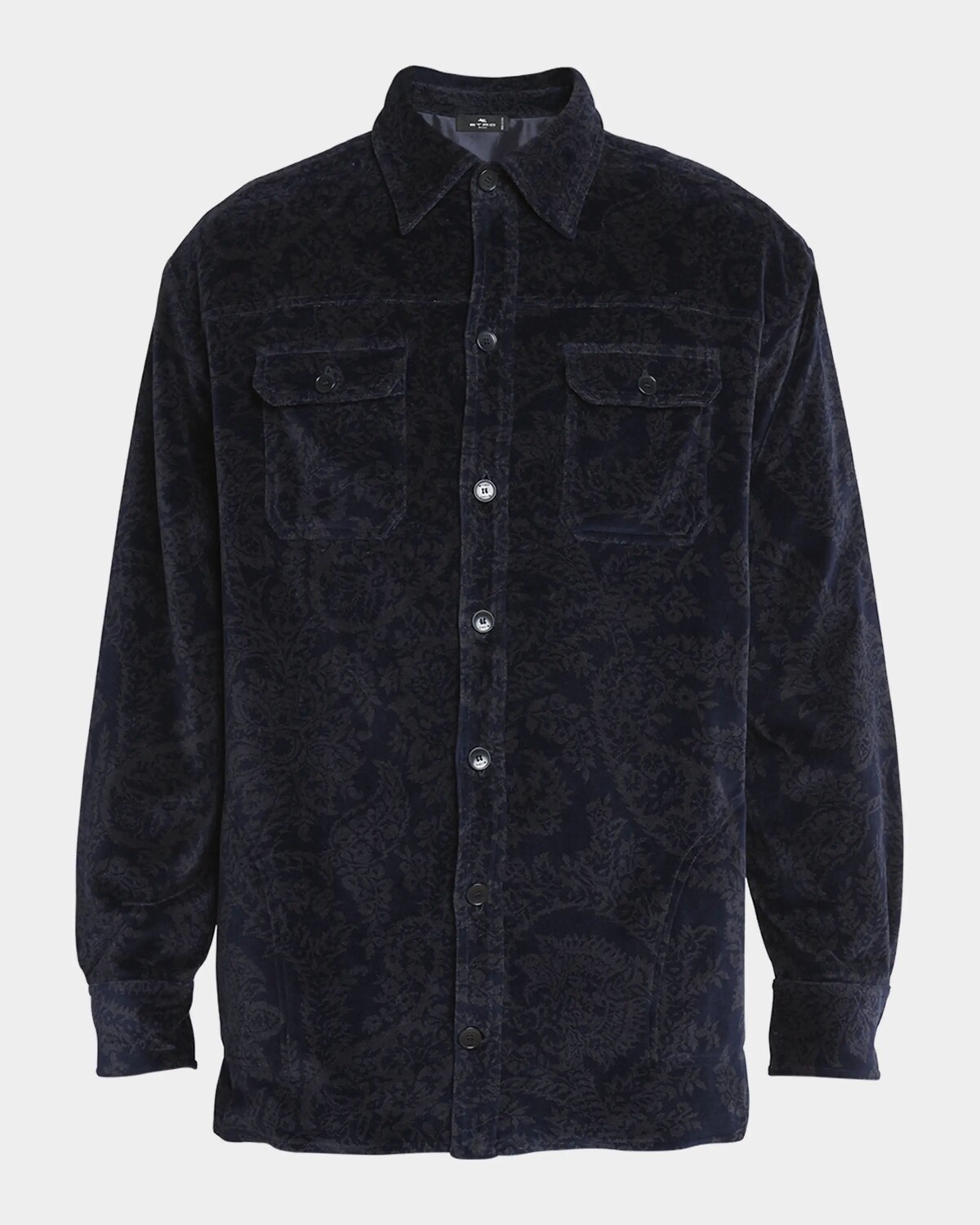 

Мужская бархатная рубашка с узором пейсли Etro, цвет Marine