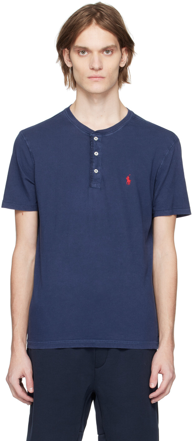 

Хенли на пуговицах темно-синего цвета Polo Ralph Lauren, Синий