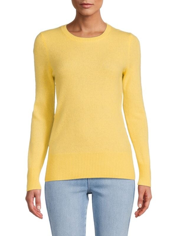 

Кашемировый свитер с круглым вырезом Saks Fifth Avenue Limoncello