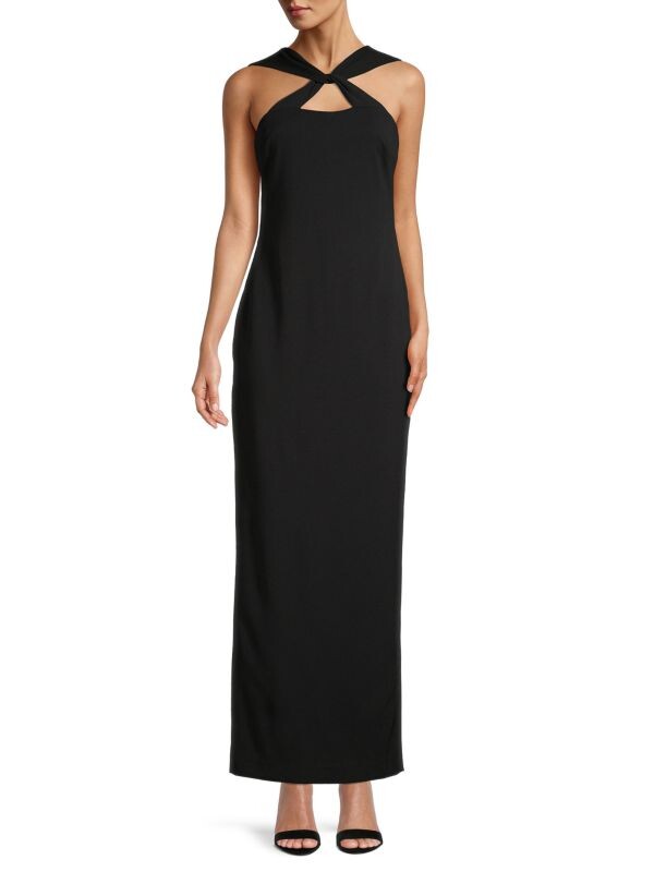 

Платье макси из крепа с перекрученным вырезом Calvin Klein Black