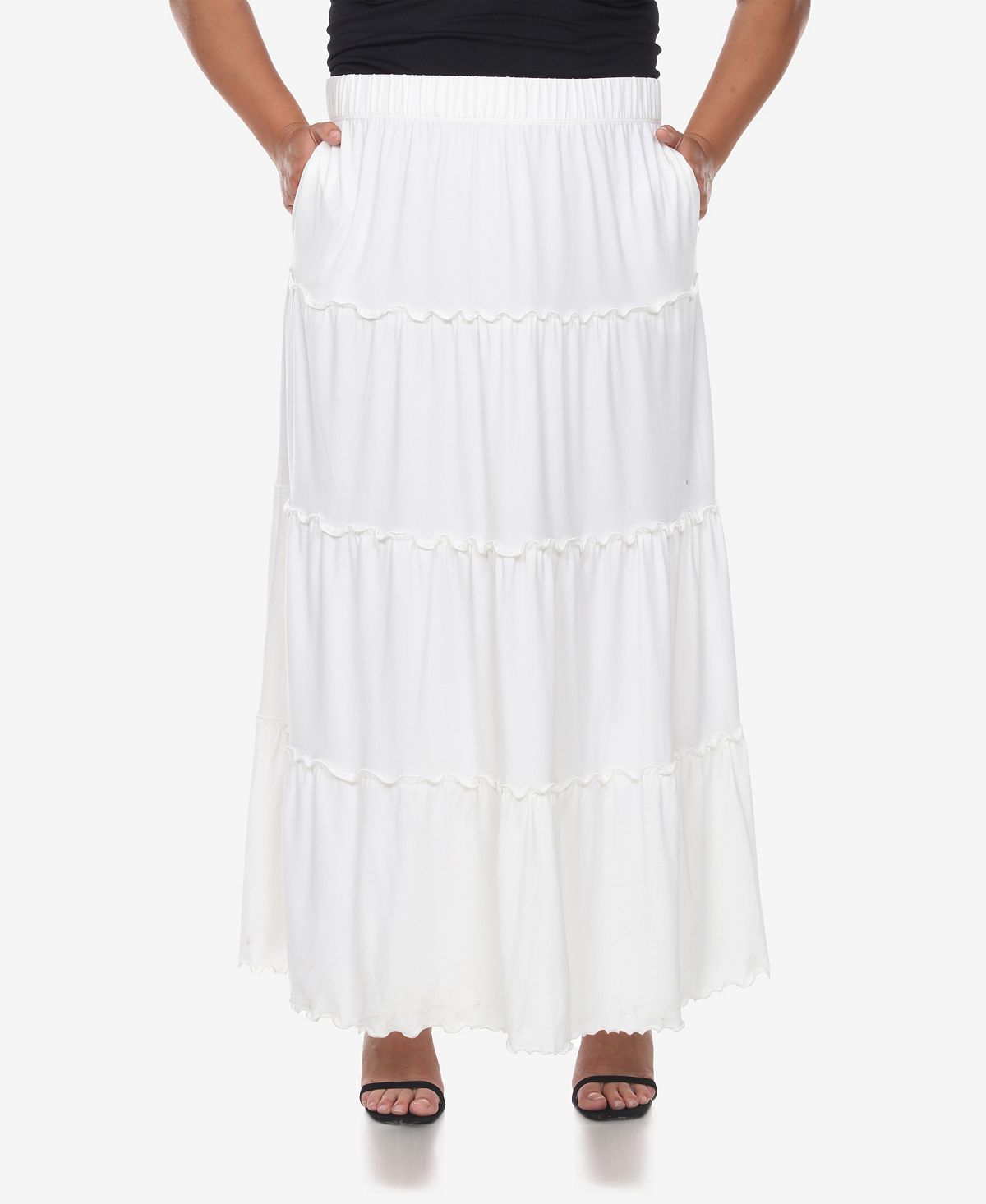 Многоуровневая длинная юбка больших размеров White Mark, белый mark kenly domino tan длинная юбка