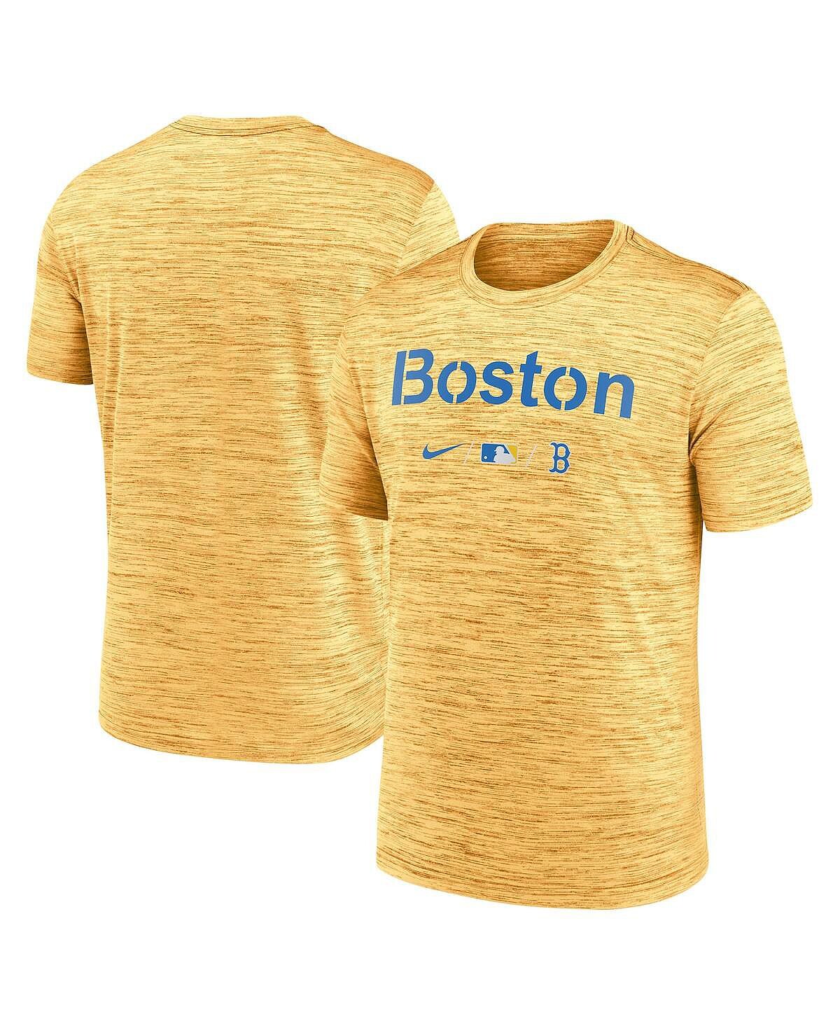 

Мужская золотистая футболка boston red sox authentic collection city connect velocity performance Nike