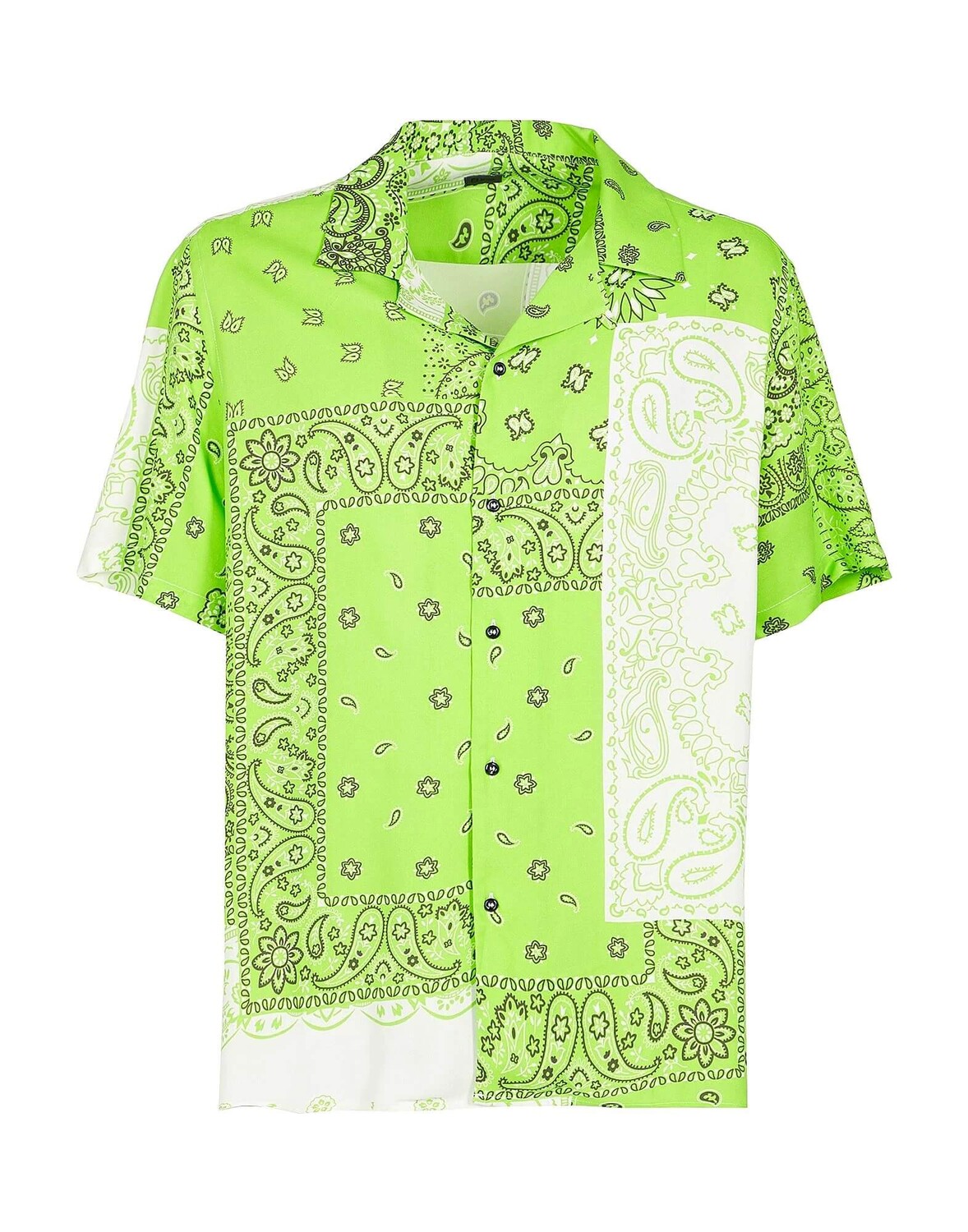 

Рубашка 8 By Yoox Printed Viscose Collar Camp, кислотно-зеленый